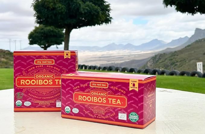My Red Tea | USDA Organic Rooibos Tea | 40 Tagged Teabags | Single-Origin, Farmer-Friendly, Caffeine-Free | Sustainably Farmed in South Africa | Pure & Natural - Bloomnest