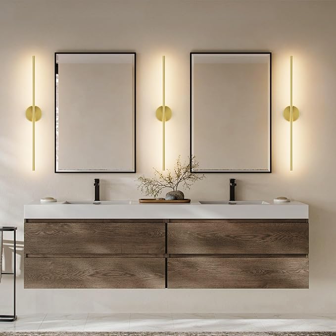 Modern Wall Sconce for Bathroom 33In Gold Vanity Light Fixture Hardwired 3000K Bathroom Sconce 360° Rotate Warm Light for Bedroom - Bloomnest