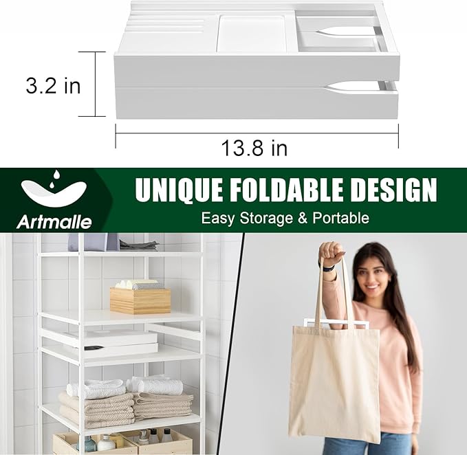 Artmalle Bathtub Tray for Tub, Expandable Bamboo Bath Caddy Tray with Book Holder for Home Spa Relaxing, Foldable Minimalist Bathroom Accessories for Women Men (Simple, White) - Bloomnest