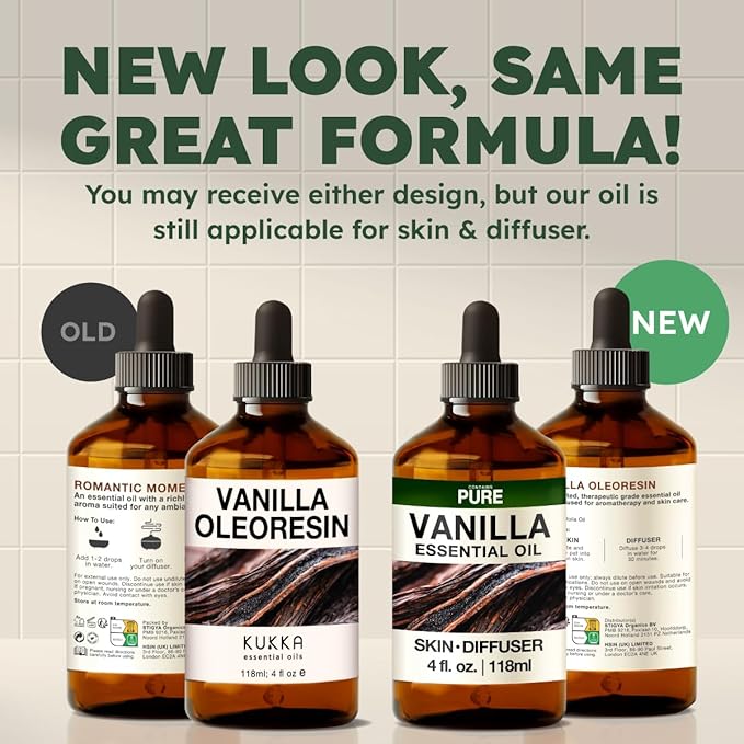 KUKKA Vanilla Essential Oils - 4 Fl Oz - for Hair, Skin, Diffuser, Aromatherapy & DIY Soap Making Scent - Bloomnest