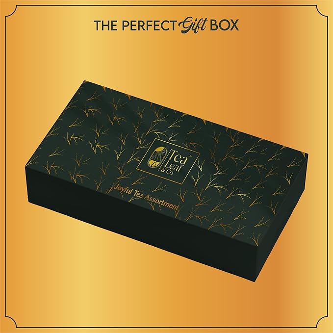 Tea Leaf & Co. Joyful 3 Pack Premium Tea Git Combo Box - Contains Sweet Hibiscus, English Breakfast Black & Turmeric Ginger Herbal Teas - Perfect for Premium Gifting (3Oz) - Bloomnest