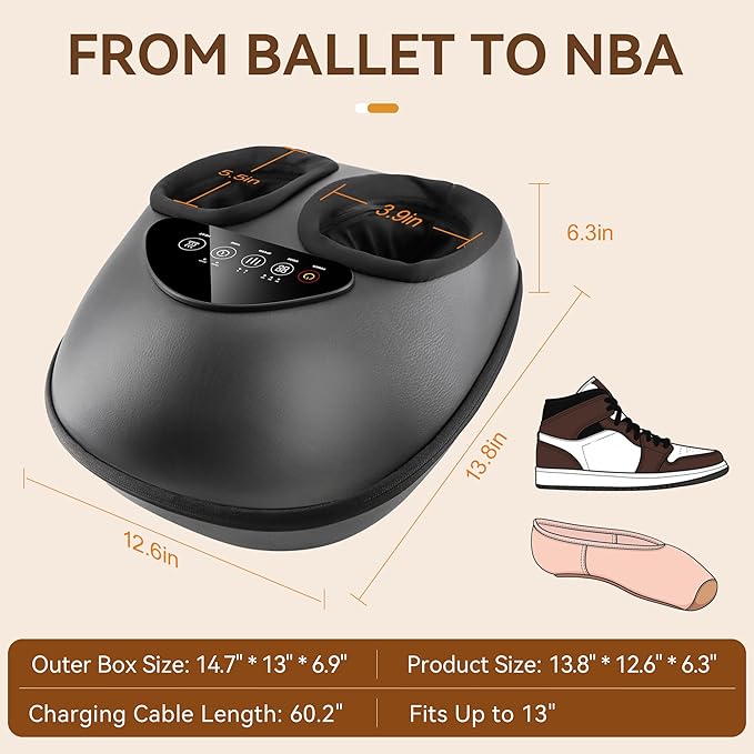 Shiatsu Foot Massager Machine - Toasty Toes Heaven! Heat Surge Technology for Couch Potatoes & Workaholics, Deep Kneading Therapy, Ergonomic Contoured Design - Bloomnest
