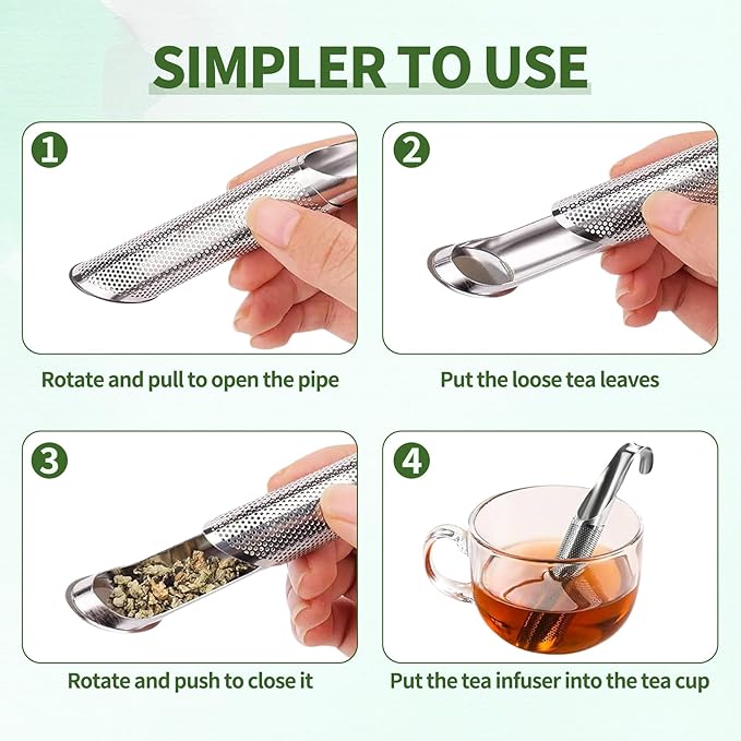 5 Pack Stainless Steel Tea Infuser with Handle, Extra Fine Mesh, 304 Stainless Steel for Loose Leaf Tea, Spices, Seasonings (5 Pack) - Bloomnest