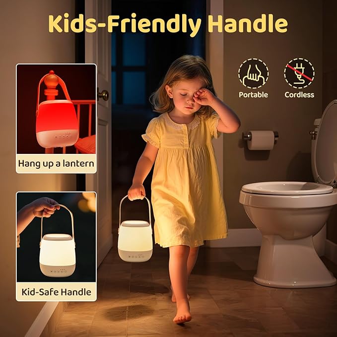 Baby Night Light Sound Machine,35 Colors+12 White Noise Machine+Egg Light for Nursery Lamp, Cordless+USB Rechargeable+Portable Night Light for Baby Nursery Lamp, Nightlight for Kids Room Toddler Lamp