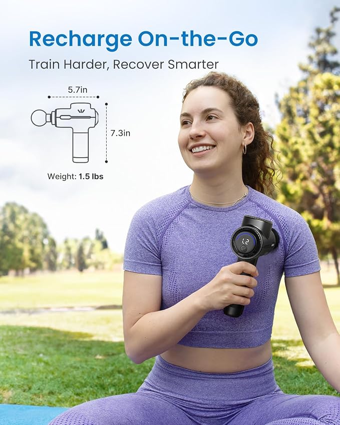RENPHO Massage Gun Deep Tissue, Portable Percussion Muscle Massager with Bluetooth, Handheld Device for Back and Neck, Carry Case, Gifts for Men and Women - Bloomnest