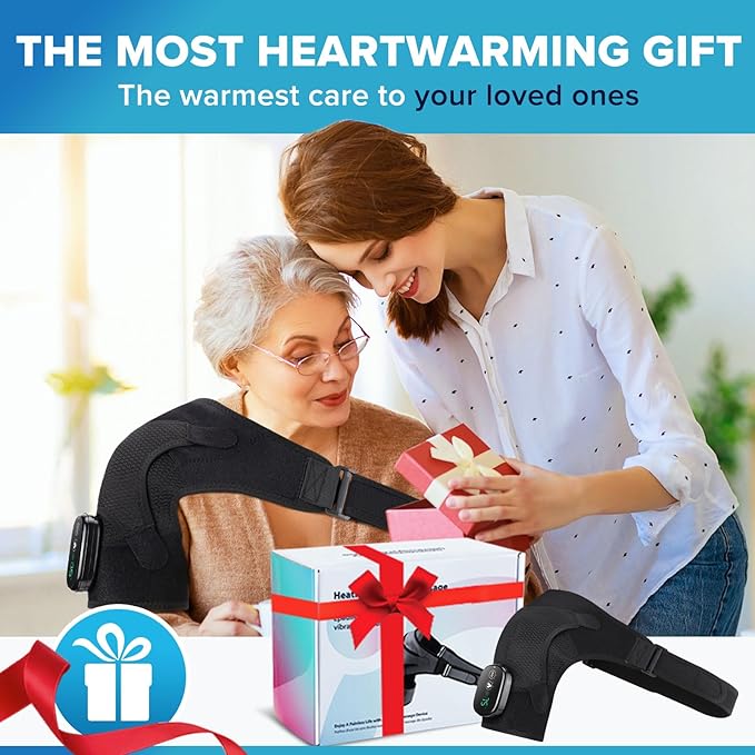 Heated Shoulder Wrap with Massage, Shoulder Heating Pad for Rotator Cuff Frozen Shoulder, Cordless Shoulder Heating Pads Shoulder Massager with Heat - Bloomnest