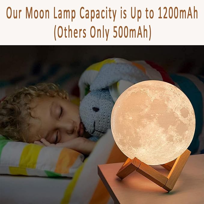 PRUGNA Moon Lamp, 1200mAh Ultra-Long Endurance Night Light, 7.1" 16 Colors LED Moon Light, Remote&Touch Control Room Decor Lamps for Kids Women Gift - Bloomnest