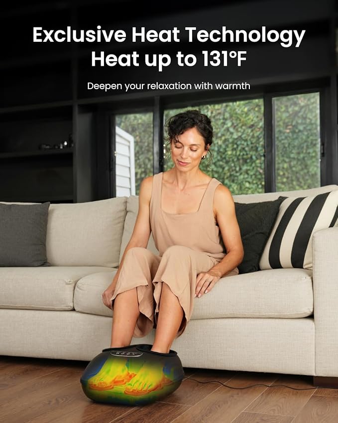 RENPHO Foot Massager Machine with Heat, 3 Air Compression Modes & Levels, Full-Foot Kneading Shiatsu Foot Massage for Plantar Fasciitis & Neuropathy, for Women & Men Size up to 13