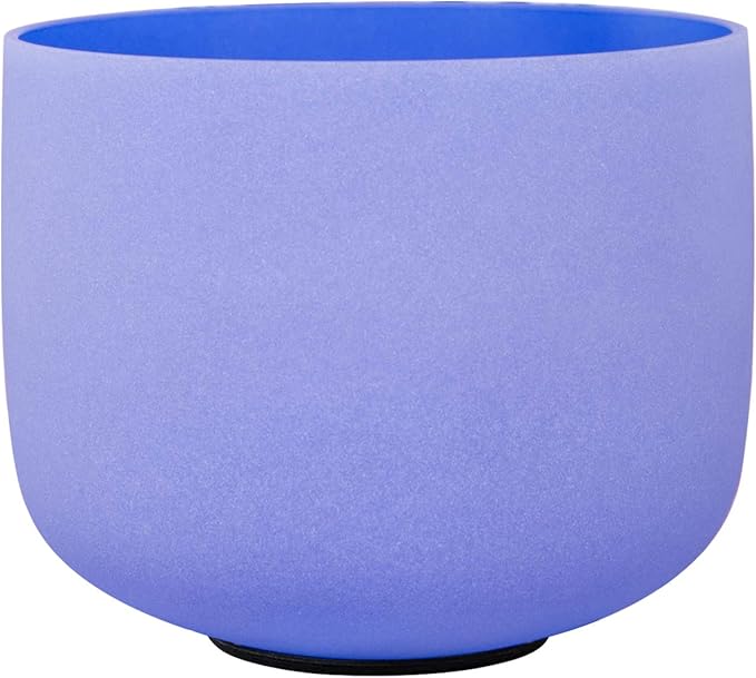 ENERGYSOUND 432Hz Perfect Pitch G Note Throat Chakra Blue Colored Frosted Quartz Crystal Singing Bowl 8 inch mallet & o-ring included - Bloomnest