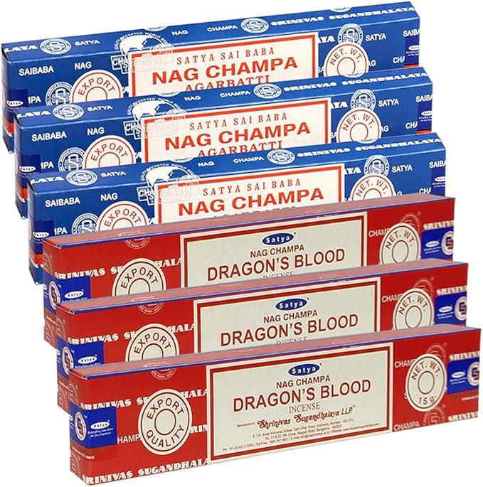 Nag Champa Dragons Blood Incense Sticks & Holder Bundle Variety Pack from House of Satya Incense Sticks and Trumiri TRUMIRI