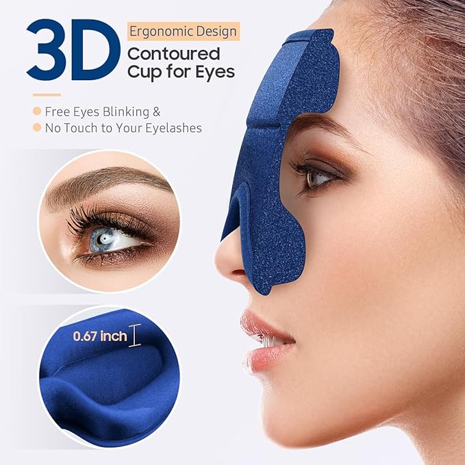 Sleep Mask, Premium Eye Mask for Sleeping, Total Blackout, Superior Soft Comfort, Upgraded 3D Ergonomic Designed Sleeping Mask for Home, Office, Travel, Meditation, Royal Blue - Bloomnest