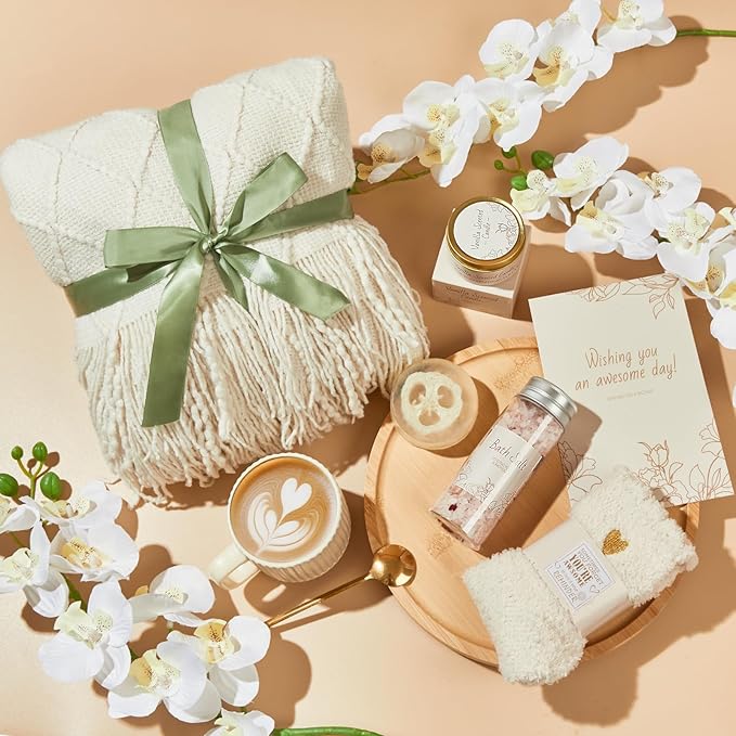 Get Well Gifts for Women Care Package,thoughtful Get Well Soon Gifts for Women After Surgery, Illness, Self-Care Relaxation Gift for her ,Cozy Recovery Gift Basket with Knitted blanket