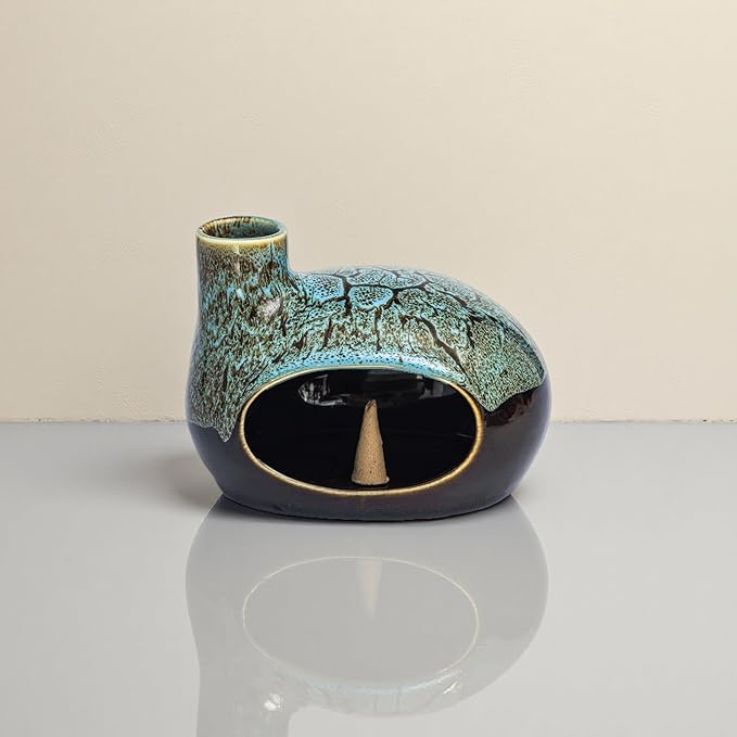 Palo Santo Holder Ceramic Incense Burner for Palo Santo Sticks, Cone and Sage Burning, Mini Chiminea Incense Burner Holder for Yoga Spa Aromatherapy Meditation, Home Office Decor (Color1) - Bloomnest