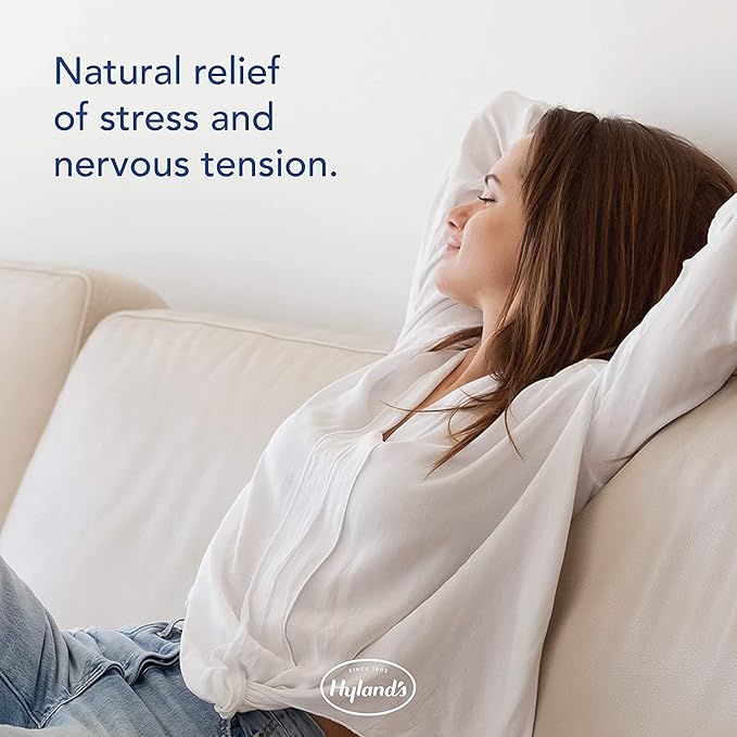 Hyland's Nerve Tonic Stress Relief Tablets, Natural Relief of Restlessness, Nervousness and Irritability Symptoms, Non-Habit Forming, Quick Dissolving Tablets, 50 Count Hylands