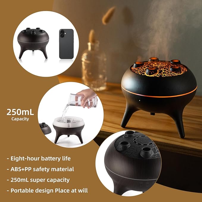 Essential Oil Diffuser 250ML,Jellyfish Diffuser Air Humidifiers Sound Pickup Ultrasonic Aromatherapy Diffuser Remote Control 7 Color Lights for Home Bedroom Office Hotel (Brown Color) - Bloomnest