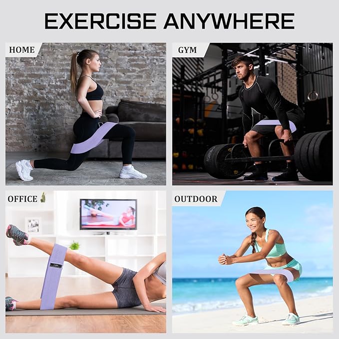 12 Pcs Fabric Resistance Bands for Working Out Booty Workout Stretch Exercise Bands Non Slip for Legs Squat Resistance Loop for Women Men Starter Butt Hip Thigh Fitness - Bloomnest