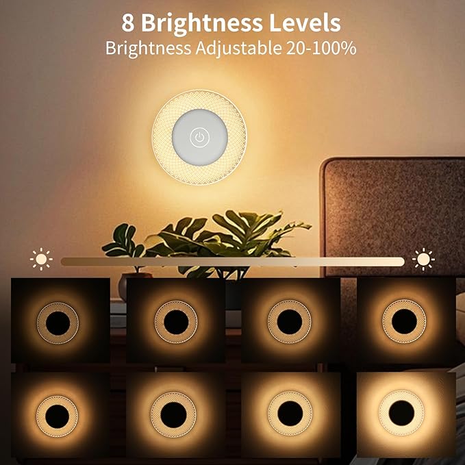 Kintion Round Night Light, Portable LED Night Light with RGB Mode, Rechargeable Dimmable Soft Warm Light for Bedside,Timer & Touch Control,for Kids, Nursery Room, Bedroom, 1Pcs - Bloomnest