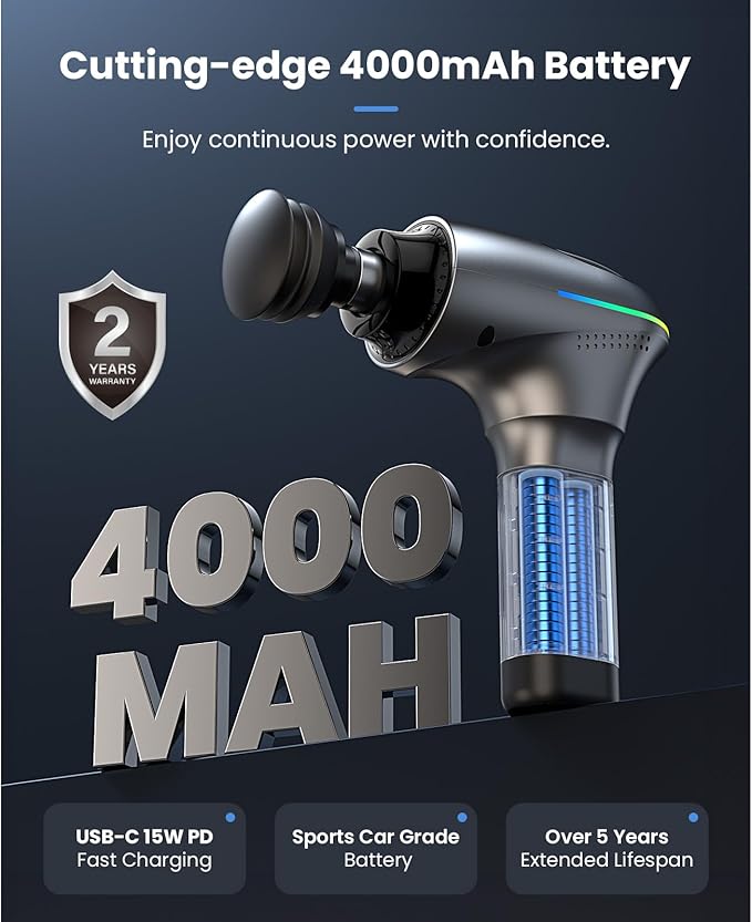 BOB AND BRAD A2 Pro Massage Gun with Heat and Cold Therapy, FSA Eligible/HSA Eligible, Professional Percussion Massage Gun Deep Tissue for Home Gym, Portable Muscle Massager with Force Sensor Light - Bloomnest
