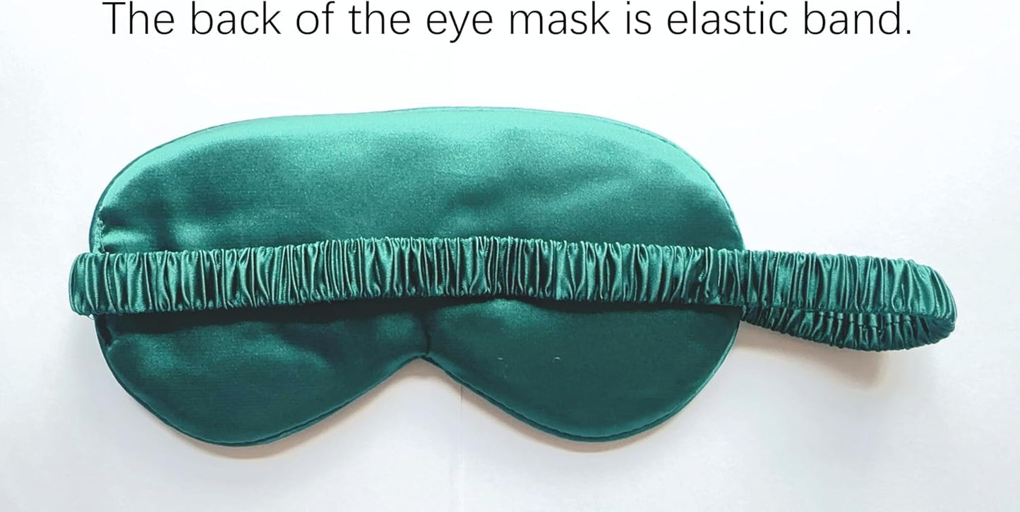 Silk Eye Mask for Sleeping - Satin Eye Cover with Silk Storage Bag Green