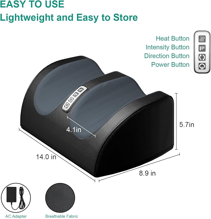 Shiatsu Foot Massager with Heat, FSA Eligible HSA Foot Massager for Foot Massage and Calf Massage, Foot and Calf Massager with Roller, Gifts for Mom & Dad, Valentines Day Gifts - Bloomnest
