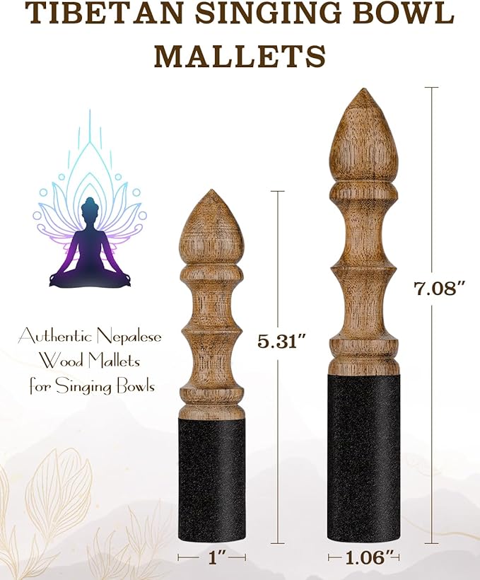 Singing Bowl Mallet 100% Hand-Sculpture in Nepal Tibetan Singing Bowl Wooden Mallet Striker Sound Bowl Stick Meditation Accessories for Meditation Yoga Relaxation Healing Gifts - Bloomnest