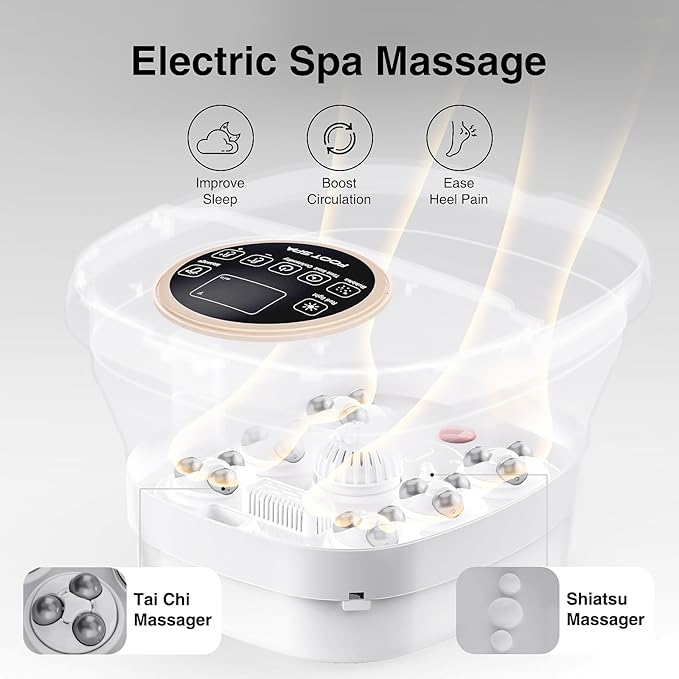 Electric Pedicure Foot Spa with Bubble and Heat,Collapsible Foot Soaking Tub with Remote Control,Pedicure Tools for Feet and Automatic Foot Massager,Foot Bath Soak Tub - Bloomnest