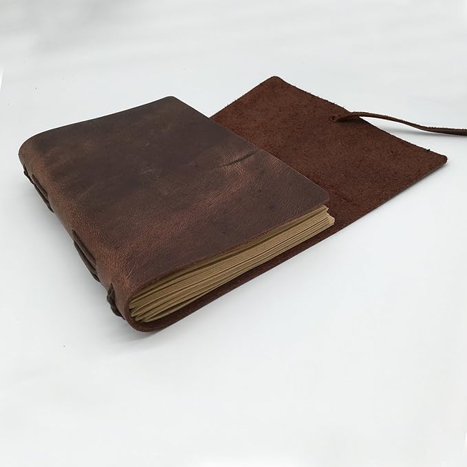 Leather Journal Notebook for Men & Women,A5 Size Diary,6.2x8.5 Inch, Vintage Style Personalized Journal for Gift,Genuine Leather Bound Notepad for Travel Journal to Write,240 lined Pages,Rustic Brown - Bloomnest