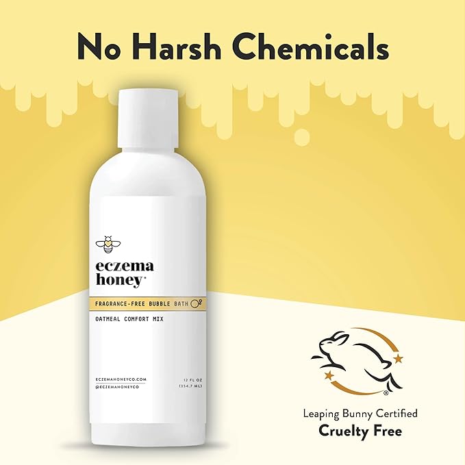 ECZEMA HONEY Fragrance-Free Oatmeal Comfort Bubble Bath - Sensitive Skin Body Wash & Bath Soak - Moisturizing Bath Products - Nourishing Bubble Bath for Women, Men, & Kids (12 Oz) - Bloomnest