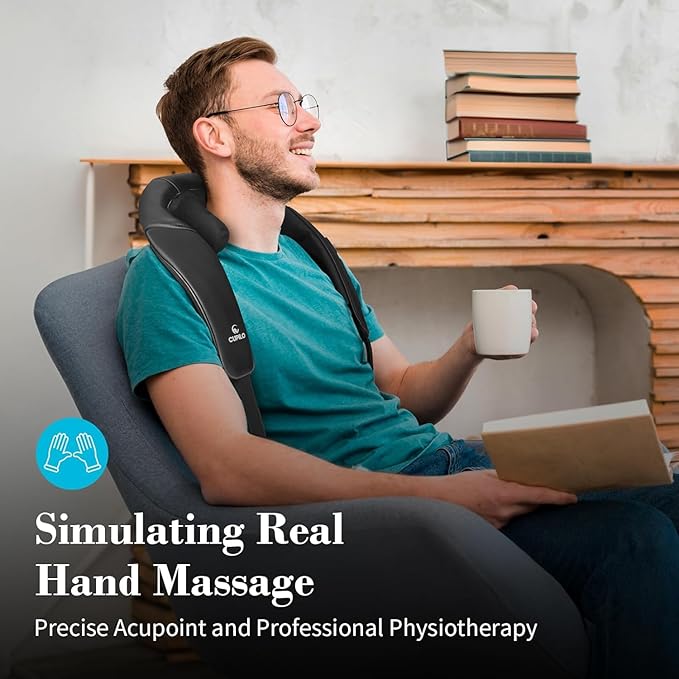 Neck Massager with Heat - Cordless Shiatsu Massage for Neck Back and Shoulder, Rechargeable Kneading Massager for Pain Relief, Gift for Mom Dad