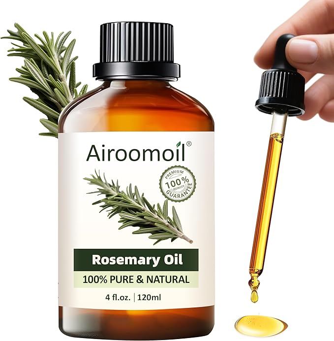 Pure Rosemary Essential Oil Hair Natural Aromatherapy Skin & Body Care Candle Making Home Fragrance Diffuser Oil 4 Fl Oz Airoomoil