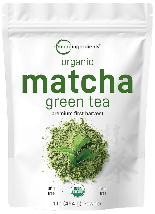 Micro Ingredients Organic Matcha Green Tea Powder, First Harvest, Culinary Grade from Japan, 100% Pure & Unflavored, Great for Tea, Latte, & Smoothies, Non-GMO, No Sugar, Eco-Friendly Packaging, 1 Lb - Bloomnest