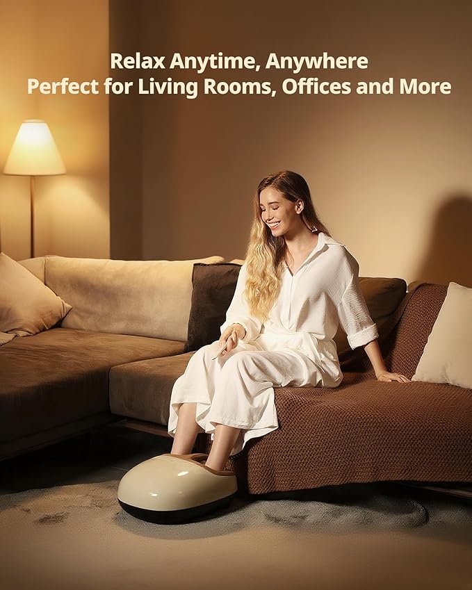 Shiatsu Foot Massager Machine with 3 Levels Heat, Deep Kneading, Air Compression, Remote Control for Plantar Fasciitis, Sore Feet and Pain Relief, Quiet Comfort for Home Office Men Women Size up to 13 - Bloomnest
