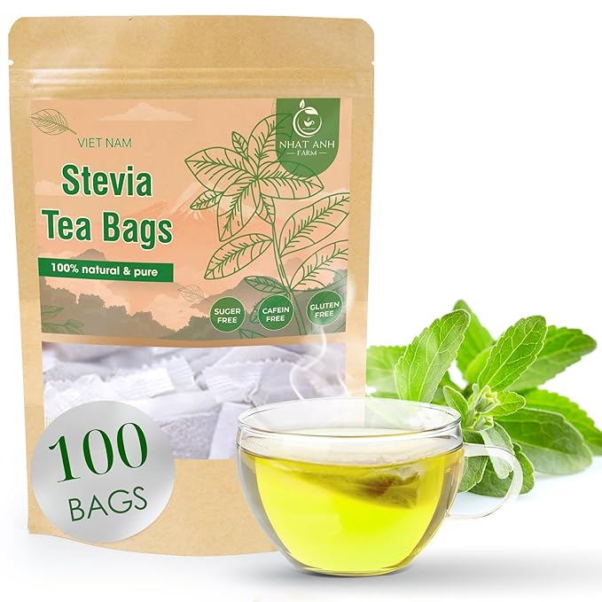 NHAT ANH FARM - Premium Stevia Tea Bags, 100 Stevia Tea Bags, 100% Natural Dried Leaves, Naturally Sweet Herbal Tea, Sugar-Free, Caffeine-Free, No Additives. - Bloomnest