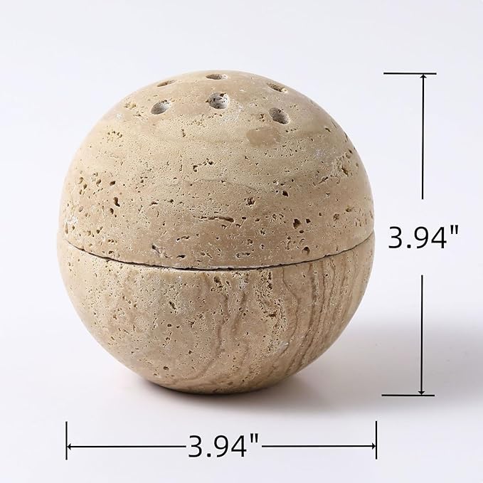 Handmade Travertine Stone Incense Resin Burner Holder – Natural Stone Incense Burner with Brass Insert for Home Decor & Relaxation - Bloomnest