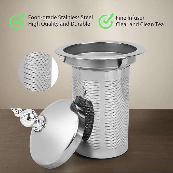 Glass Teapot 40oz/1200ml with Removable Infuser, Borosilicate Clear Tea Kettle, Stovetop Safe Tea Kettle Blooming Loose Leaf Teapots, for Camping, Travel - Bloomnest