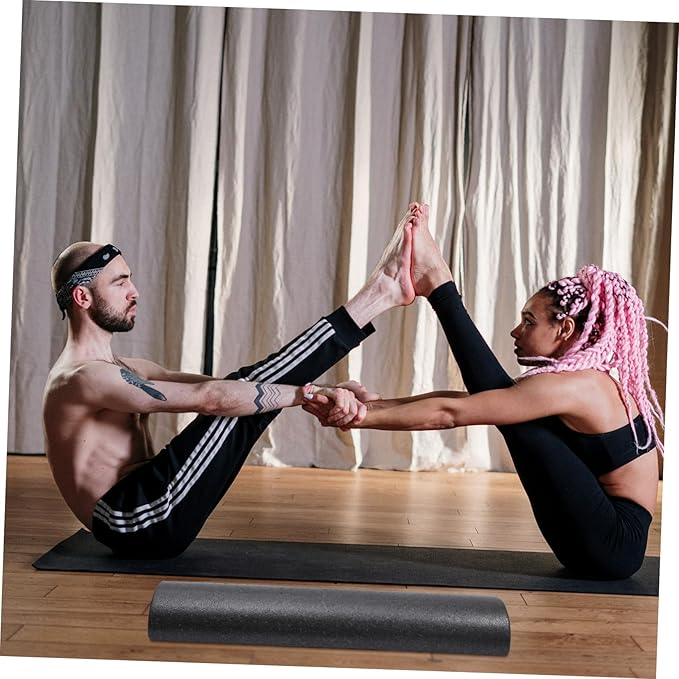 High-Density Half-Round Yoga Roller Black Fitness Roller for Muscle Relief Circulation Boost Elastic Foam Massage Tool for Stretching and Physical Therapy - Bloomnest