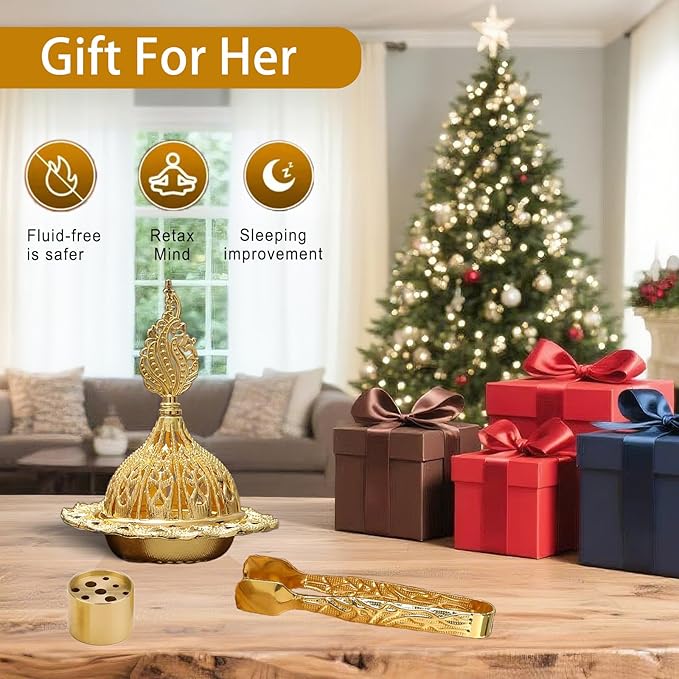 Majewel 3 in 1 Incense Holder, Vintage Incense Holders for Sticks with 9 Holes, Incense Burner Ash Catcher, Brass Incense Stick and Cone Burner for Meditation, Yoga, Home Decor (Wand)