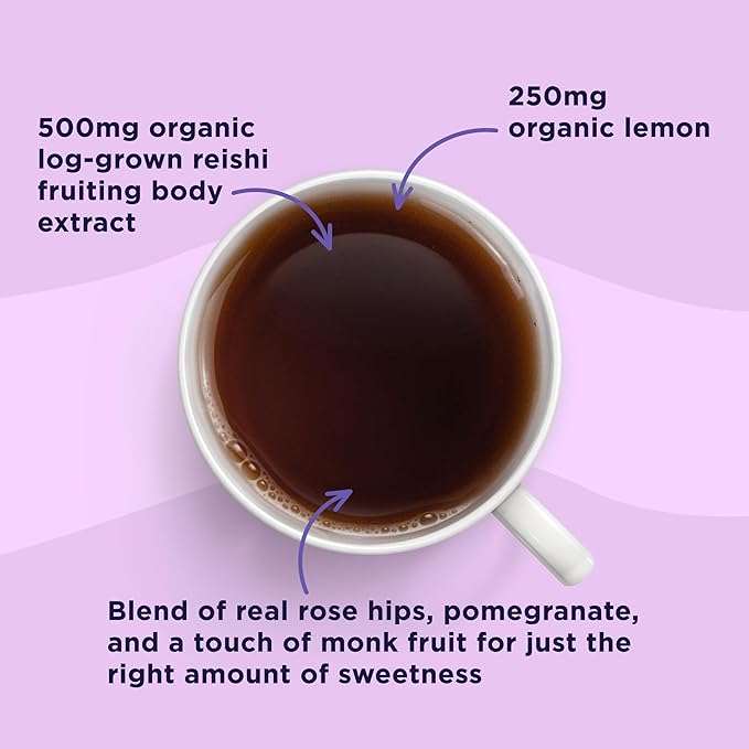 Four Sigmatic Mood Organic Herbal Tea | Enhance Emotional Well-Being with Tulsi & Reishi Tea | Calming Lemon Balm Tea w/Adaptogens | Vegan, Gluten-Free | Lemon Balm & Rose, 24 Servings - Bloomnest