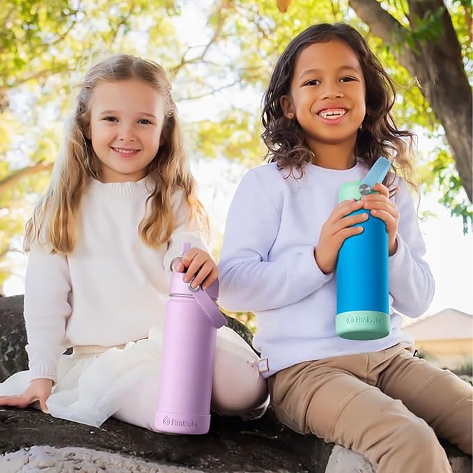 Fimibuke Kids Insulated Water Bottle, 18oz BPA FREE 18/8 Stainless Steel Kids Cup with Straw Travel Tumbler Double Wall Vacuum Leak Proof Toddler Water Bottle for School Boys Girls(1 Pack, Turquoise) - Bloomnest