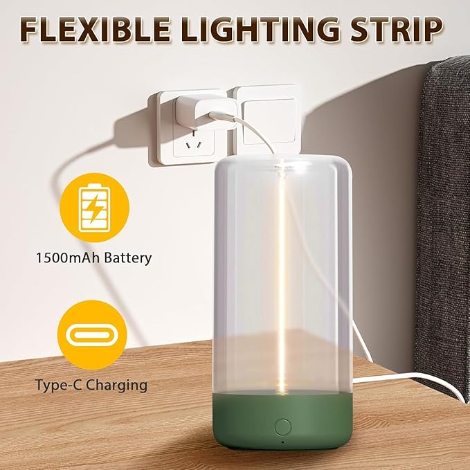 AUGE LIGHT Minimalist Desk Lamp, Rechargeable Cordless LED Lamp with 3 Dimming Modes, Small Desk Lamp for Restaurant Bedroom Bar Coffee Shop Desk Decer Dark Green - Bloomnest
