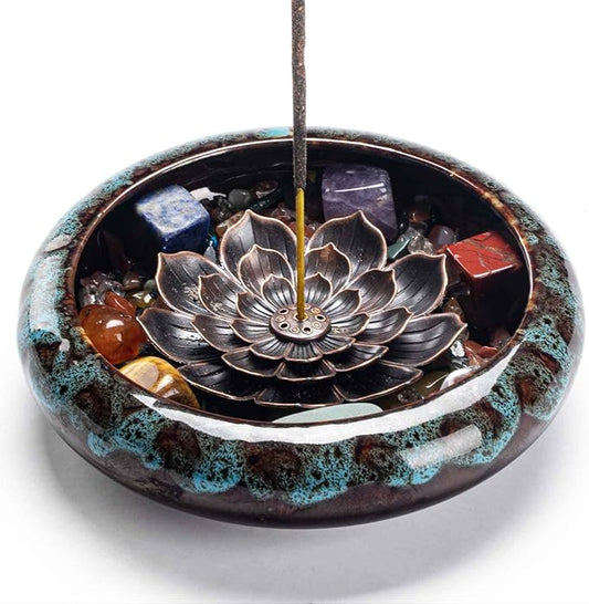 Incense Stick Holder-Crystal Lotus Incense Holder,Ceramic Incense Burner - Bloomnest