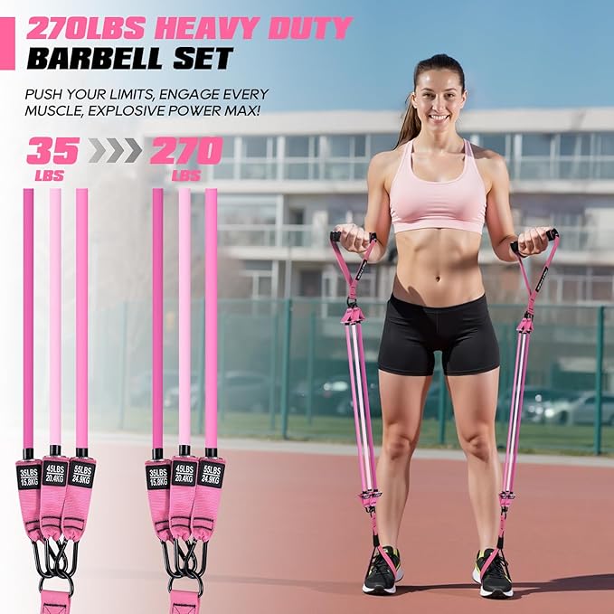 Pilates Bar Kit with Resistance Bands, Heavy Duty Pilates Equipment for Men, Strength Training Bar for Legs, Hip, Back, Arm, Abs, Chest, Shoulders, Portable Home Gym Full Body Workout Equipment - Bloomnest