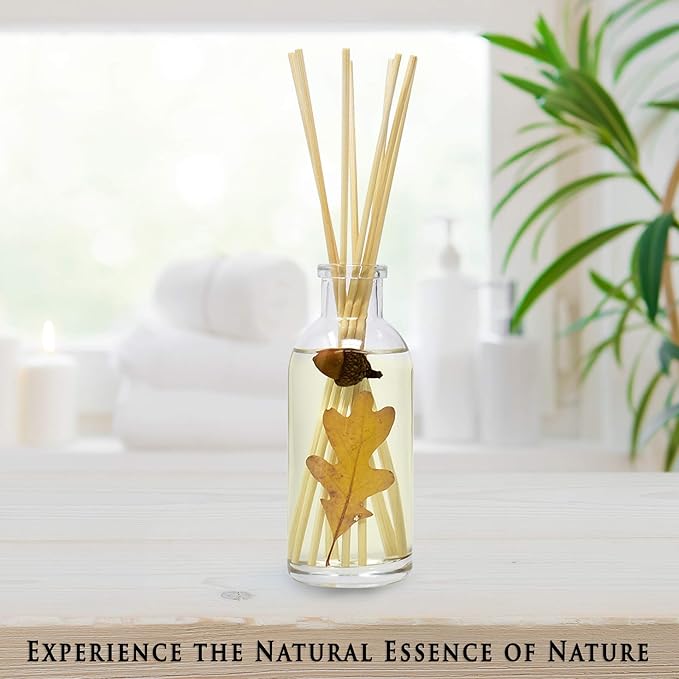 Urban Naturals Spiced Chestnut Reed Diffuser Sticks and Oil Set – Comforting Autumn Scent of Chestnuts, Cinnamon, Clove and Cedar Wood with Real Acorns and Fall Leaves – 3.75 Ounces – Made in The USA