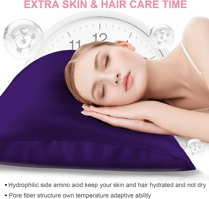 Mulberry Silk Pillow Cases 2 Pack Standard Size 20x26 Inches with Hidden Zipper, Ultra Smooth and Soft Breathable Cooling Silk Satin Pillowcase Set of 2, Better for Hair and Skin, Gifts for Women Men - Bloomnest