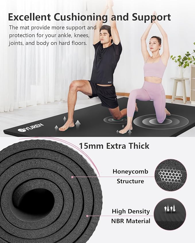 Large Yoga Mat 78"x 51" 20mm/15mm/10mm Thick Workout Mats for Home Gym, Extra Wide Workout for Women Men Gym Flooring Exercises - Bloomnest