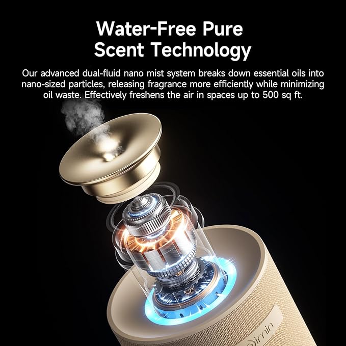 Auto-Start/Stop 2-in-1 Car Diffuser, Waterless Essential Oil Diffuser & Auto Air Freshener for Home Aromatherapy, Cordless Adjustable Fragrance Diffuser Compatible with 5/10/15ml Bottles - Bloomnest
