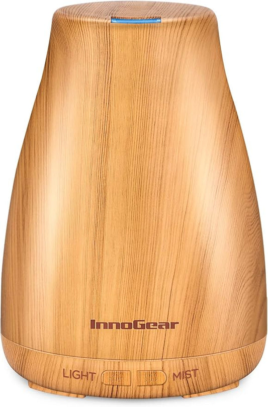 InnoGear Essential Oil Diffuser, Ultrasonic Diffusers for Home Aromatherapy Humidifier for Bedroom Room 7 Colors LED 2 Mist Mode Auto Off, Yellow - Bloomnest