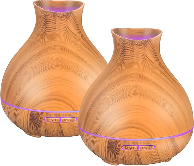 BZseed Aromatherapy Essential Oil Diffuser,2 PCS Humidifier with 550ml Lasting Mist Output Waterless Auto-Off Ultrasonic Diffusers 7 Color LED Lights Cool Mist Humidifier for Large Room, Home - Bloomnest
