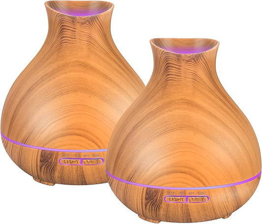 BZseed Aromatherapy Essential Oil Diffuser,2 PCS Humidifier with 550ml Lasting Mist Output Waterless Auto-Off Ultrasonic Diffusers 7 Color LED Lights Cool Mist Humidifier for Large Room, Home - Bloomnest