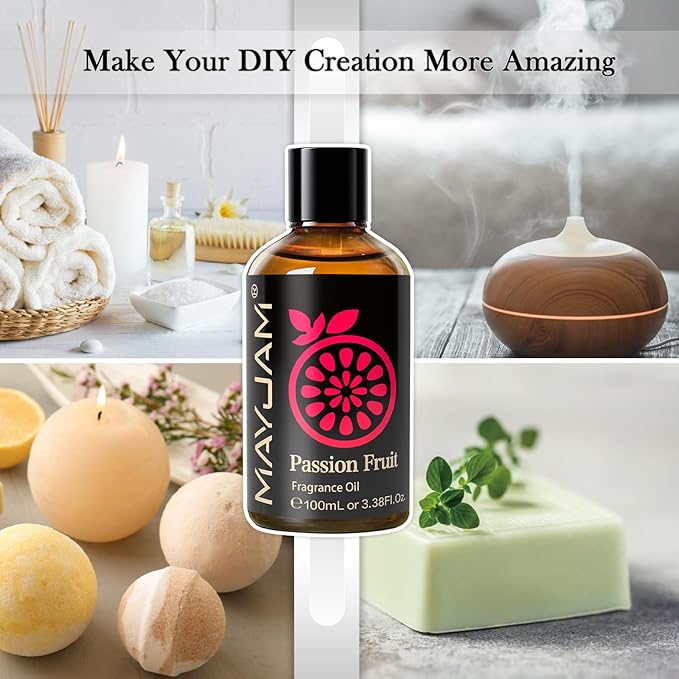 MAYJAM 100ML/3.38FL.OZ Passion Fruit Fragrance Oils with Glass Dropper, Essential Oils for Diffusers for Home, Long Lasting Scented Oils for Diffusers Soap Candle Making - Bloomnest